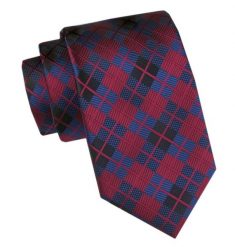 Męski Krawat - Angelo di Monti - Delikatna Kratka, Czerwień. Czerwone krawaty i muchy męskie Angelo di Monti, bez wzorów, z tkaniny, eleganckie. Za 45.00 zł.