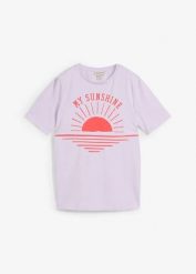 T-shirt 2 w 1 na okres ciązy i do karmienia z bawełny organicznej. Fioletowe t-shirty damskie bonprix, bez wzorów, z bawełny, bez kołnierzyka. Za 79.99 zł.