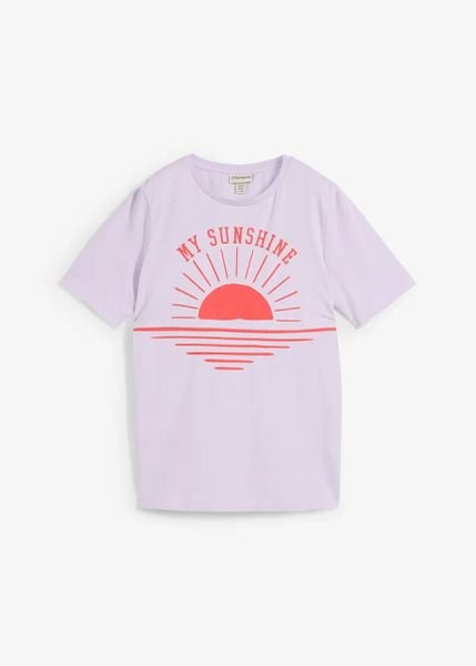 T-shirt 2 w 1 na okres ciązy i do karmienia z bawełny organicznej. Fioletowe t-shirty damskie bonprix, bez wzorów, z bawełny, bez kołnierzyka. Za 79.99 zł.