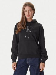 Calvin Klein Bluza LV047E221G Czarny Regular Fit. Czarne bluzy bez kaptura damskie CALVIN KLEIN, m, z bawełny. Za 409.99 zł.
