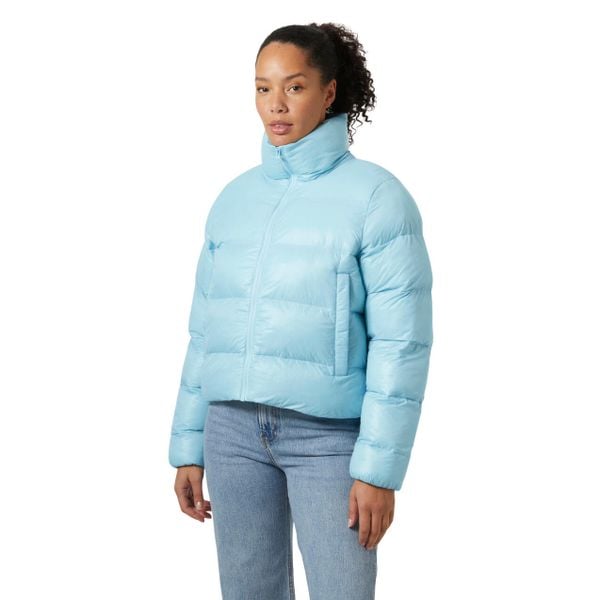 Damska kurtka puchowa Helly Hansen Jade. Niebieskie kurtki damskie Helly Hansen, bez wzorów, z puchu, bez kaptura. W wyprzedaży za 750.50 zł.