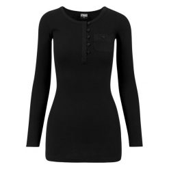 T-shirt Damski Prążkowana Kieszenie Długa Z Podwiniętym Rękawem. Czarne t-shirty damskie Urban Classics, xs, bez wzorów, prążkowane, bez kołnierzyka. Za 105.99 zł.