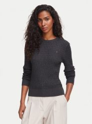 Tommy Hilfiger Sweter WW0WW44993 Szary ciemny Regular Fit. Szare swetry klasyczne damskie Tommy Hilfiger, s, z bawełny, bez kołnierzyka. Za 529.99 zł.