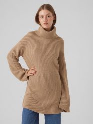 Vero Moda Golf "Sayla" w kolorze beżowym rozmiar: S. Brązowe golfy damskie Vero Moda, s, bez wzorów, bez ramiączek. Za 61.46 zł.