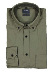 OLYMP Koszula "Casual" - Regular fit - w kolorze khaki rozmiar: L. Brązowe koszule męskie Olymp, l, bez wzorów, z bawełny, bez kołnierzyka, bez ramiączek. Za 105.38 zł.