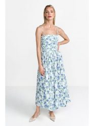 Rich & Royal Sukienka w kolorze biało-błękitnym rozmiar: 38. Białe sukienki damskie Rich & Royal, bez wzorów, bez kołnierzyka, bez ramiączek, maxi. Za 332.52 zł.