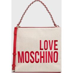 Love Moschino - Torebka. Brązowe torebki klasyczne damskie Love Moschino, bez wzorów, z materiału, średnie, bez dodatków. W wyprzedaży za 359.90 zł.