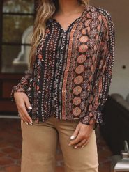 Milan Kiss Bluzka w kolorze czarno-brązowym rozmiar: M. Brązowe bluzki damskie Milan Kiss, m, bez wzorów, bez kołnierzyka, bez ramiączek. Za 130.99 zł.