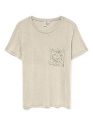 Vero Moda Koszulka w kolorze beżowym rozmiar: S. Brązowe bluzki damskie Vero Moda, s, bez wzorów, z koronki, bez kołnierzyka. Za 69.91 zł.