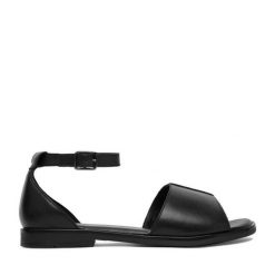 Sandały Lasocki. Czarne sandały damskie Lasocki, bez wzorów, bez obcasa, na płaskiej podeszwie. Za 159.99 zł.