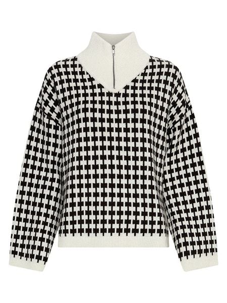 MOSS COPENHAGEN Sweter "Amaria" w kolorze biało-czarnym rozmiar: L/XL. Białe golfy damskie MOSS COPENHAGEN, l, bez wzorów, bez ramiączek. Za 239.29 zł.