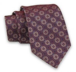 Śliwkowy Elegancki Męski Krawat -ALTIES- 7cm, Stylowy, Klasyczny, Bordowy, Wzór Geometryczny. Czerwone krawaty i muchy męskie Alties, bez wzorów, z tkaniny, eleganckie. Za 49.00 zł.