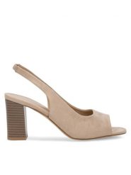 Clara Barson Sandały WYL3119-13 Beżowy. Brązowe sandały damskie Clara Barson, bez wzorów, z materiału, bez obcasa, na słupku. Za 129.99 zł.