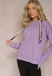 Jasnofioletowa Bawełniana Bluza z Sznurkami i Kapturem Tyche. Fioletowe bluzy z kapturem damskie Renee, z bawełny. Za 89.99 zł.