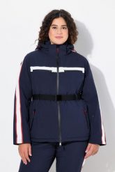 Damskie Kurtka sportowa wodoodporna dwukierunkowy zamek błyskawiczny. Niebieskie kurtki narciarskie i snowboardowe damskie Ulla Popken, plus size, bez wzorów, z elastanu, z kapturem, narciarskie. Za 849.99 zł.