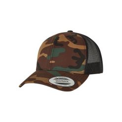 Czapka Trucker Flexfit Retro. Brązowe czapki z daszkiem damskie FLEXFIT, bez wzorów. Za 101.50 zł.