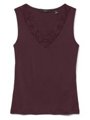 Vero Moda Top w kolorze bordowym rozmiar: S. Czerwone topy damskie Vero Moda, s, bez wzorów, z koronki, bez kołnierzyka. Za 60.95 zł.