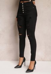 Czarne Jeansy Skinny z Wysokim Stanem Yholo. Czarne jeansy damskie Renee, z podwyższonym stanem. Za 44.99 zł.