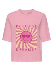 ONLY Koszulka w kolorze jasnoróżowym rozmiar: L. Różowe bluzki damskie Only, l, bez wzorów, z bawełny, bez kołnierzyka, bez ramiączek. Za 57.33 zł.