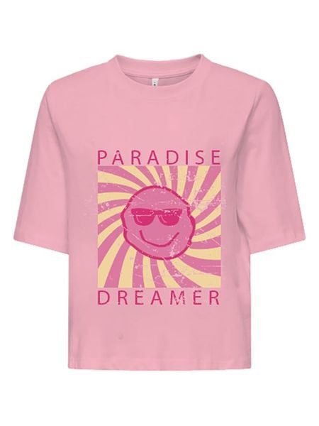 ONLY Koszulka w kolorze jasnoróżowym rozmiar: XS. Różowe bluzki damskie Only, xs, bez wzorów, z bawełny, bez kołnierzyka. Za 48.73 zł.