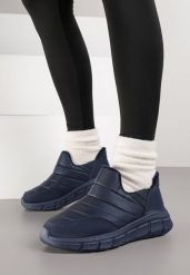 Granatowe Pikowane Sneakersy Śniegowce na Grubej Tłoczonej Platformie Verta. Niebieskie śniegowce damskie Born2be, z jeansu. Za 59.99 zł.