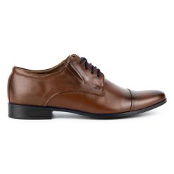 Lukas Buty męskie wizytowe 286 brązowe. Brązowe buty wizytowe męskie z jeansu, bez zapięcia. Za 367.89 zł.