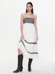 Pepe Jeans Sukienka codzienna Ariel PL953230 Écru Regular Fit. Sukienki damskie Pepe Jeans, na co dzień, s, bez wzorów, z bawełny, bez kołnierzyka, bez ramiączek, proste. Za 299.99 zł.