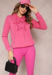 Różowa Ocieplana Bluza Dzianinowa z Kapturem Ziff. Czerwone bluzy z kapturem damskie Renee, l, z dzianiny. Za 79.99 zł.
