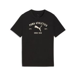 Młodzieżowa koszulka PUMA Class z grafiką PUMA. Czarna bluzki damskie Puma, m, bez wzorów, młodzieżowe, bez kołnierzyka, bez ramiączek. Za 89.00 zł.