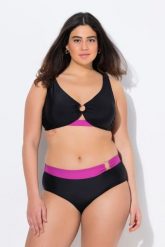 Damskie Bikini ozdobny pierścien miękkie miseczki regulowane ramiączka. Czarne bikini damskie Ulla Popken, bez wzorów, plus size. Za 239.99 zł.