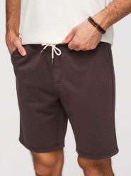 Szorty męskie strukturalne REGULAR FIT - brązowe V5 - Rozmiar: XXL. Brązowe szorty męskie Ombre Clothing, na lato, bez wzorów, z dzianiny, wakacyjne. Za 149.99 zł.