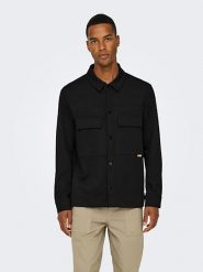 ONLY & SONS Koszula - Regular fit - w kolorze czarnym rozmiar: L. Czarne koszule męskie Only & Sons, l, bez wzorów, bez kołnierzyka, bez ramiączek. Za 100.99 zł.