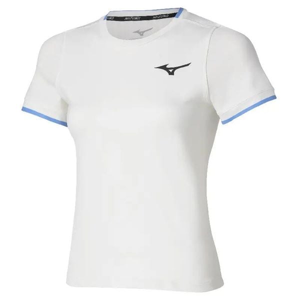 Koszulka damska Mizuno Wos. Białe bluzki sportowe damskie Mizuno, s, z materiału, bez kołnierzyka, bez ramiączek. Za 149.99 zł.