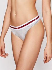 Tommy Hilfiger Stringi Thong UW0UW02458 Szary. Szare stringi damskie Tommy Hilfiger, l, bez wzorów, z bawełny. Za 59.99 zł.