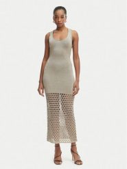 Simona Corsellini Sukienka letnia P26CPABO0301 Beżowy jasny Slim Fit. Brązowe sukienki damskie SIMONA CORSELLINI, na lato, bez wzorów, z wiskozy, bez kołnierzyka, bez ramiączek. Za 1,029.00 zł.