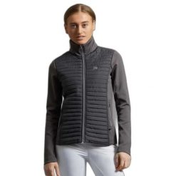 Damska techniczna kurtka jeździecka Premier Equine Elena. Szare kurtki damskie PREMIER EQUINE, bez wzorów, z dżerseju, bez kaptura. Za 363.00 zł.
