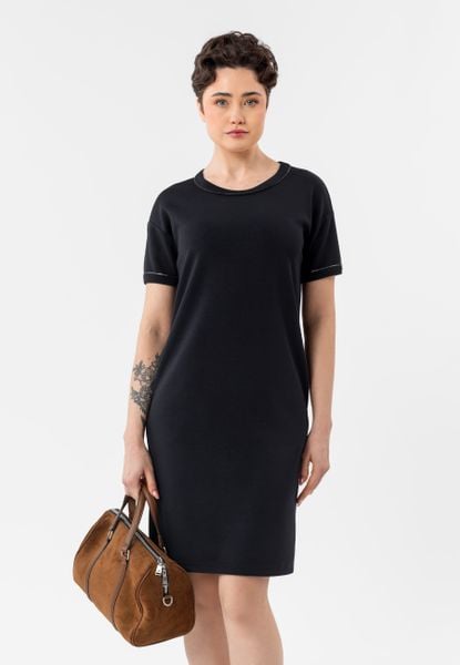 Elegancka sukienka G-LOES. Czarne sukienki damskie Volcano, do pracy, plus size, bez wzorów, z dzianiny, biznesowe, bez kołnierzyka, plus size, bez ramiączek, mini, proste. Za 169.99 zł.