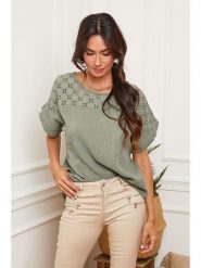 Fleur de Lin Koszulka "Lutarce" w kolorze khaki rozmiar: L. Brązowe bluzki damskie Fleur de Lin, l, bez wzorów, bez kołnierzyka, bez ramiączek. Za 154.07 zł.