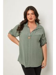 Curvy Lady Bluzka w kolorze khaki rozmiar: 44/46. Brązowe bluzki damskie Curvy Lady, bez wzorów, klasyczne, bez kołnierzyka, bez ramiączek. Za 144.92 zł.