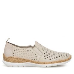 Półbuty Rieker. Brązowe półbuty damskie Rieker, bez wzorów, bez obcasa, na płaskiej podeszwie. Za 329.99 zł.