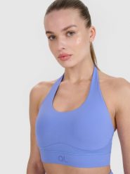 4F Biustonosz treningowy z niskim wsparciem 4F x Anna Lewandowska - niebieski XS. Niebieskie biustonosze sportowe damskie 4f, bez wzorów, z dzianiny. Za 99.99 zł.