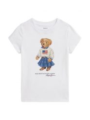 Polo Ralph Lauren T-Shirt 312A98403001 Biały Regular Fit. Białe koszulki dziewczęce Polo Ralph Lauren, bez wzorów, z bawełny, bez ramiączek. Za 249.99 zł.