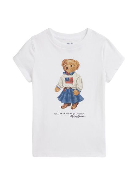 Polo Ralph Lauren T-Shirt 312A98403001 Biały Regular Fit. Białe koszulki dziewczęce Polo Ralph Lauren, bez wzorów, z bawełny, bez ramiączek. Za 249.99 zł.