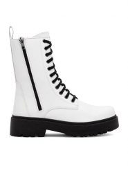 Lasocki Trapery WB-ALESSIA-11 Biały. Białe botki damskie Lasocki, ze skóry, bez obcasa, na płaskiej podeszwie. Za 289.99 zł.