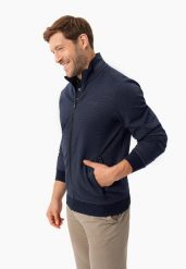 Bluza ze stójką B-MONTERO. Niebieskie bluzy z kapturem męskie Volcano, m, z bawełny. Za 179.99 zł.