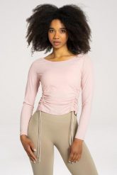 Koszulka fitness damska Gym Glamour regulowana z długimi rękawami. Białe bluzki sportowe damskie GYM GLAMOUR, xs, z materiału, bez kołnierzyka, bez ramiączek. Za 149.99 zł.
