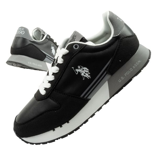Buty sneakersy męskie U.S. Polo Assn. Białe buty sportowe na co dzień męskie U.S. Polo Assn., z denimu, bez zapięcia, trekkingowe. Za 169.00 zł.