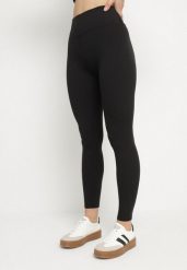 Czarne Prążkowane Legginsy z Szeroką Gumką w Talii Lanessiel. Czarne legginsy damskie Born2be, l, bez wzorów, z jeansu. Za 39.99 zł.