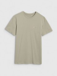 4F T-shirt regular gładki męski - oliwkowy/khaki M. Brązowe t-shirty męskie 4f, m, bez wzorów, z bawełny, bez kołnierzyka. Za 59.99 zł.
