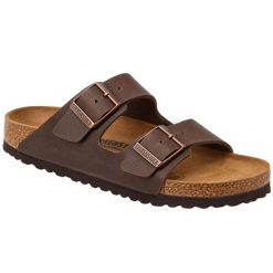 Klapki damskie Birkenstock Arizona. Brązowe klapki damskie Birkenstock, bez wzorów, z jeansu, bez obcasa. Za 287.00 zł.